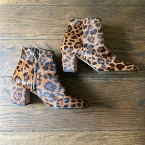 ZARA Basic Calf Hair Leopard Print Booties Size 41 or 10